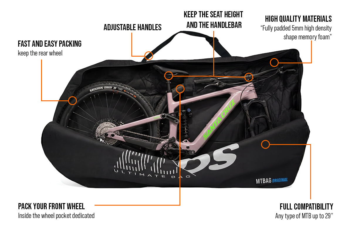 transporttasche mountainbike Fully Padded Bike Travel Bag (5mm) | Thick & Resistant Materials | Transport case for MTB up to 29"